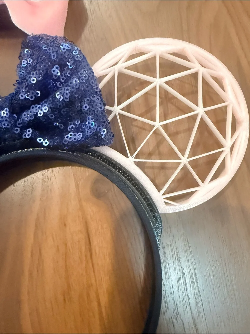 Mouse Ear Headband 3D printed with Pink and blue Bow Accent